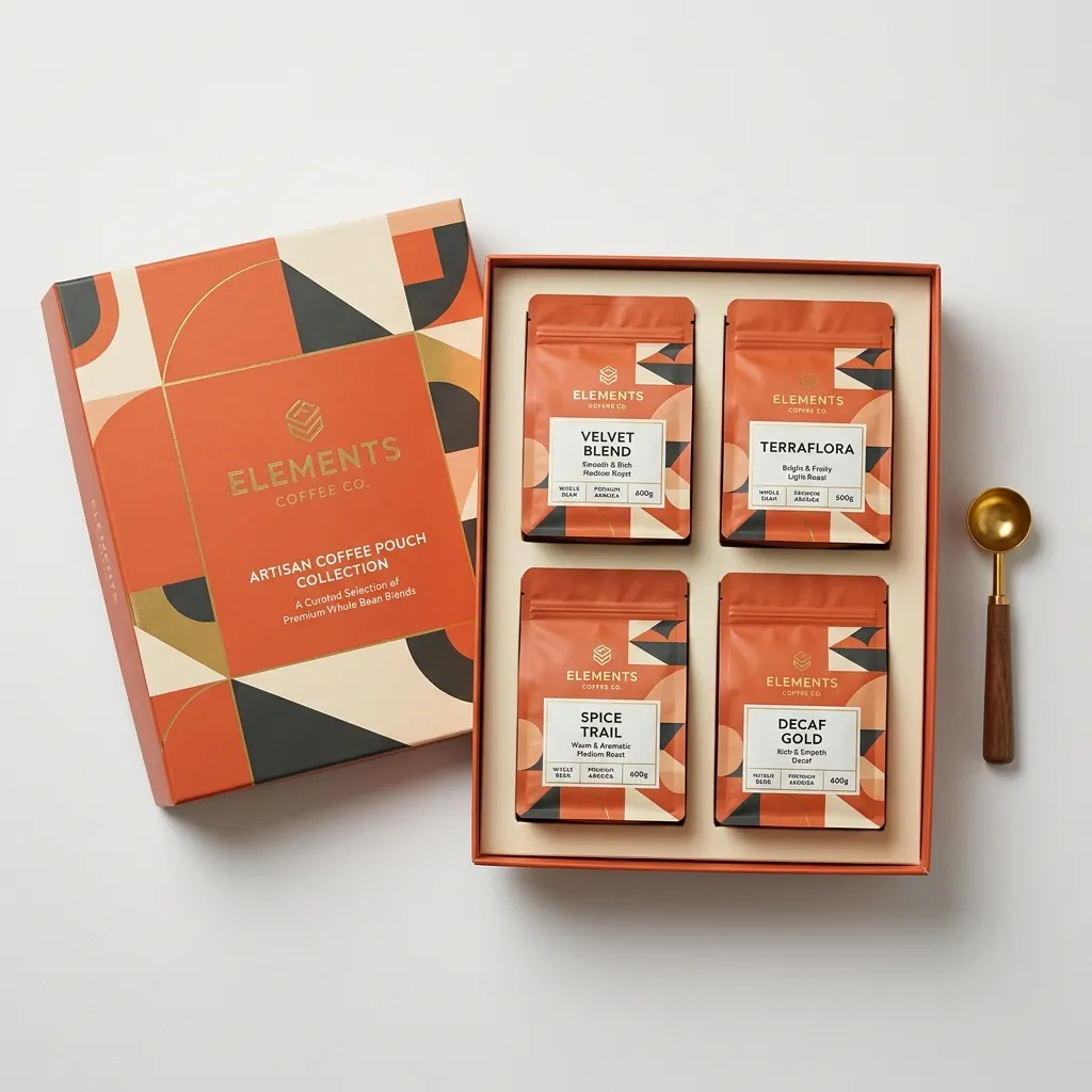 Empaquetado-Regalo-Sobretenible-Envase-Regalo-Sobretenible-Café-Envasado-Regalo-Envase Sostenible-Bolsa de Café Sostenible