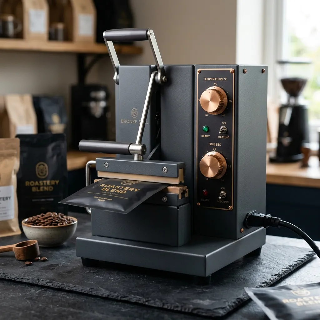 Máquina de sellado térmico sobre sachet de café