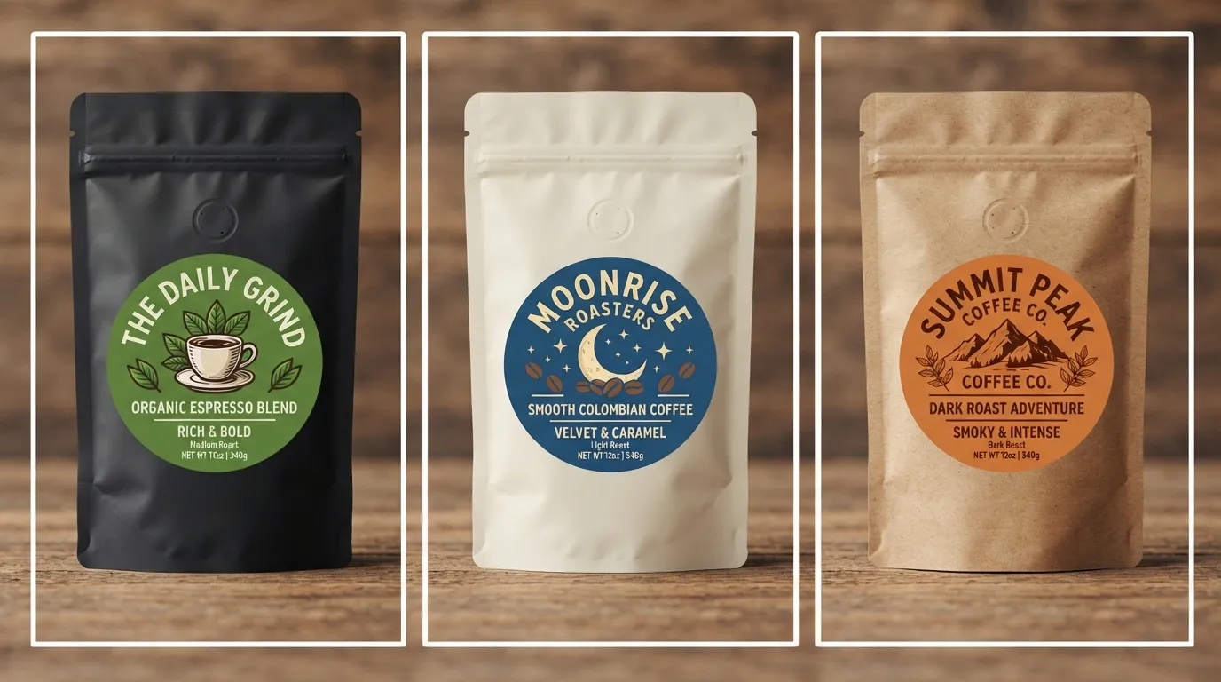 Pegatinas de bolsitos de café