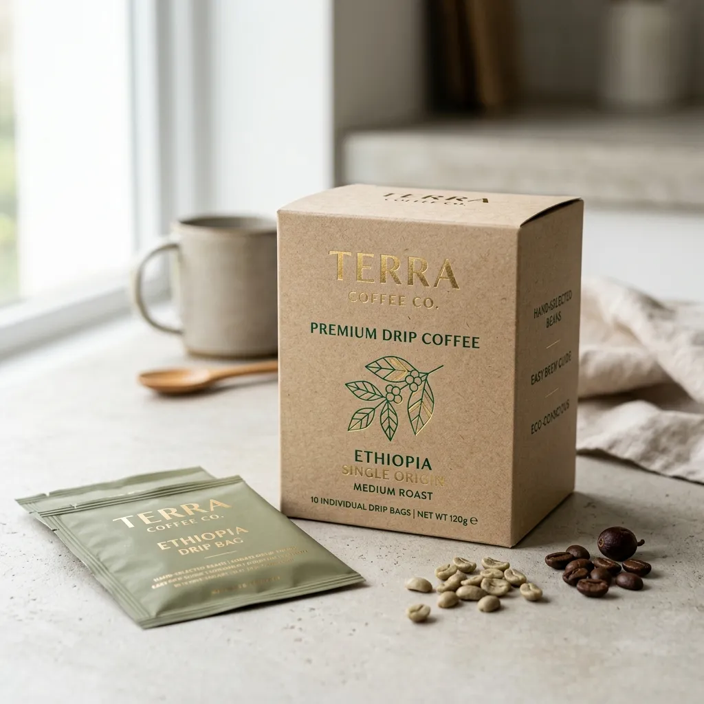 Envase de caja de café por goteo