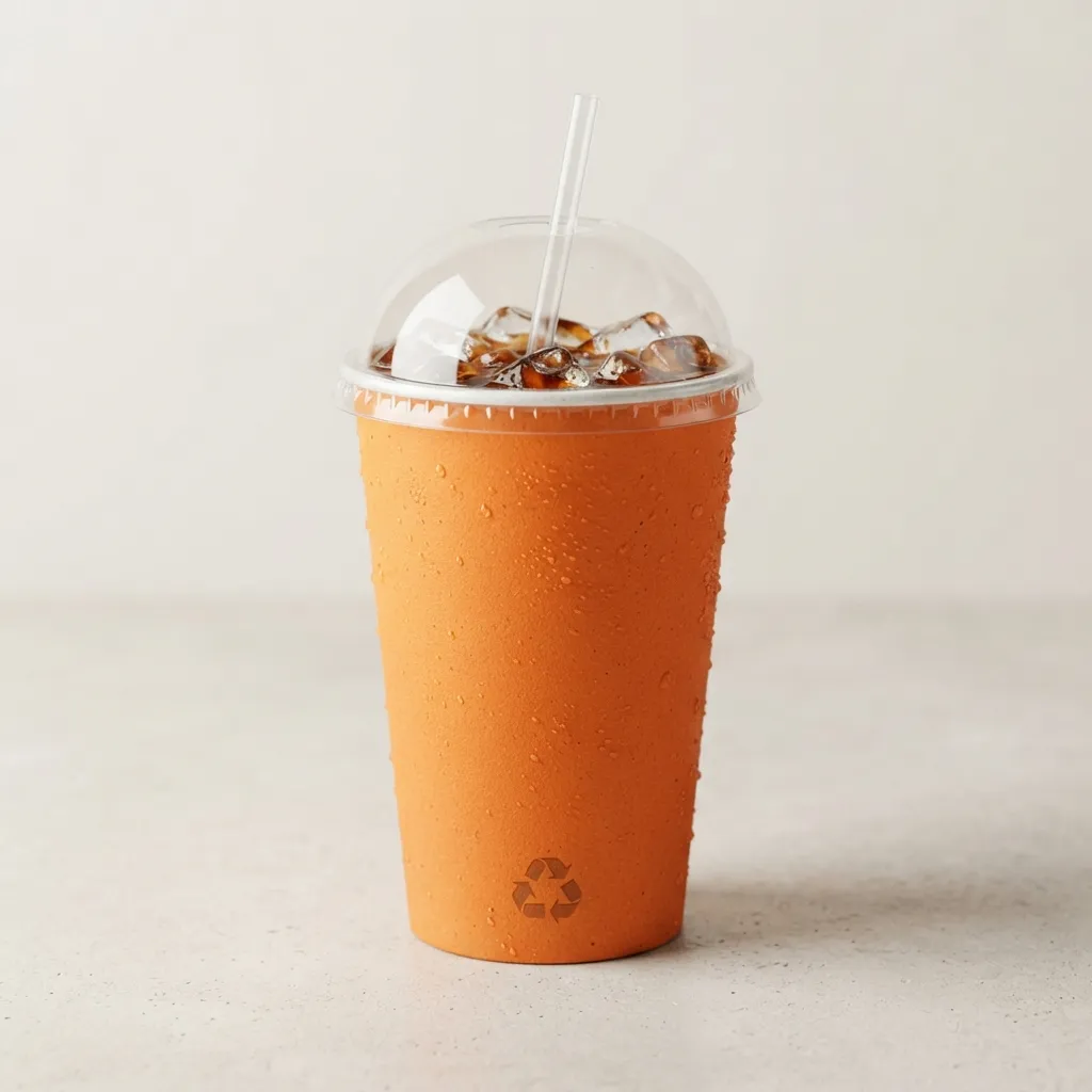tazas de café con hielo de papel reciclable