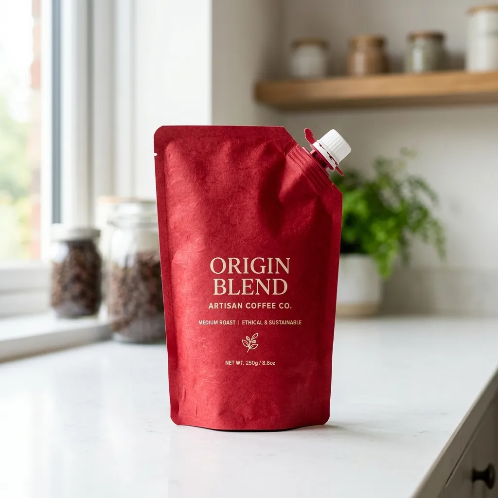 Red_coffee_sachet_on_countertop_
