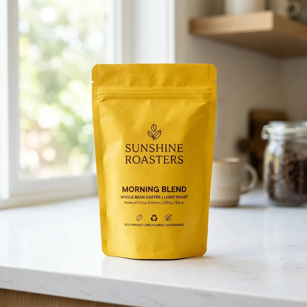 Yellow_coffee_pouch_on_countertop