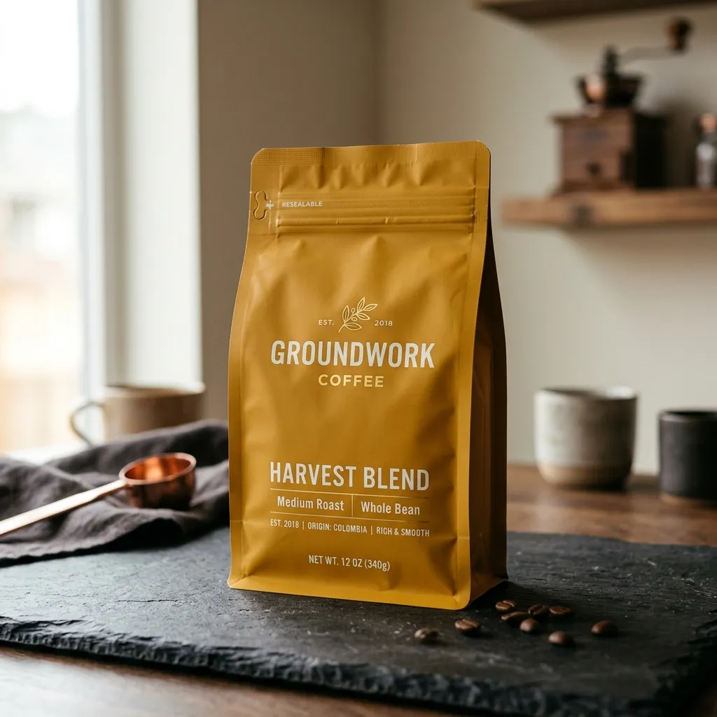 Yellow_coffee_pouch_on_table