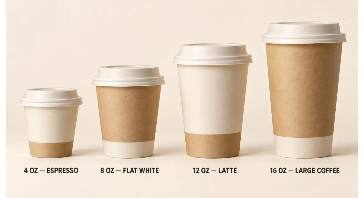 Tamaños de vasos de papel de café