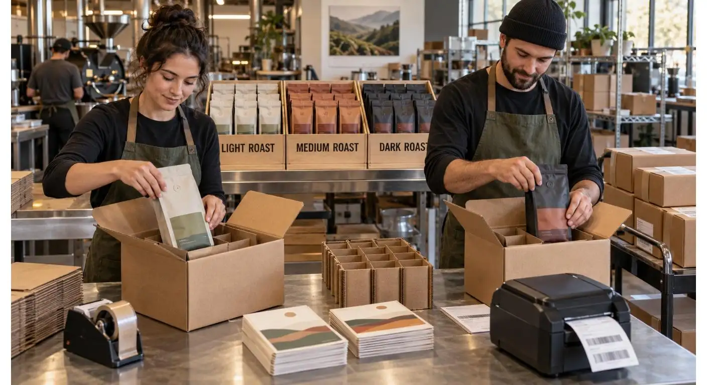 Embalaje de cajas de suscripción de café