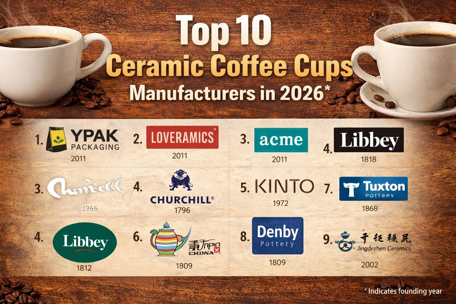 Arriba 10 Fabricantes de tazas de café cerámicas en 2026