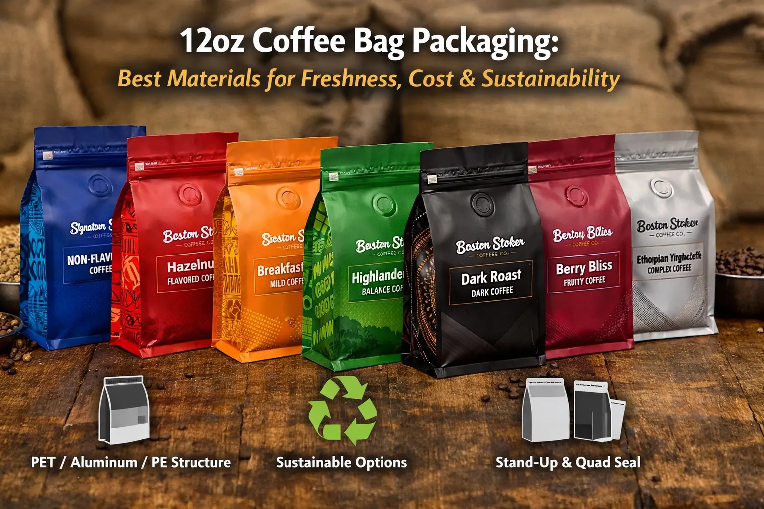 12Envase de bolsas de café oz: Cómo elegir los materiales adecuados para el coste, Frescura, y Impacto de marca