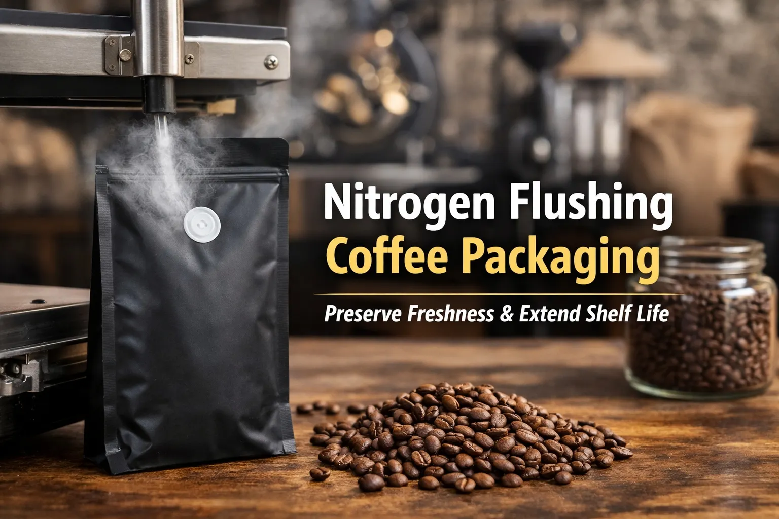 Guía de envasado de café con enjuaguado con nitrógeno para la frescura