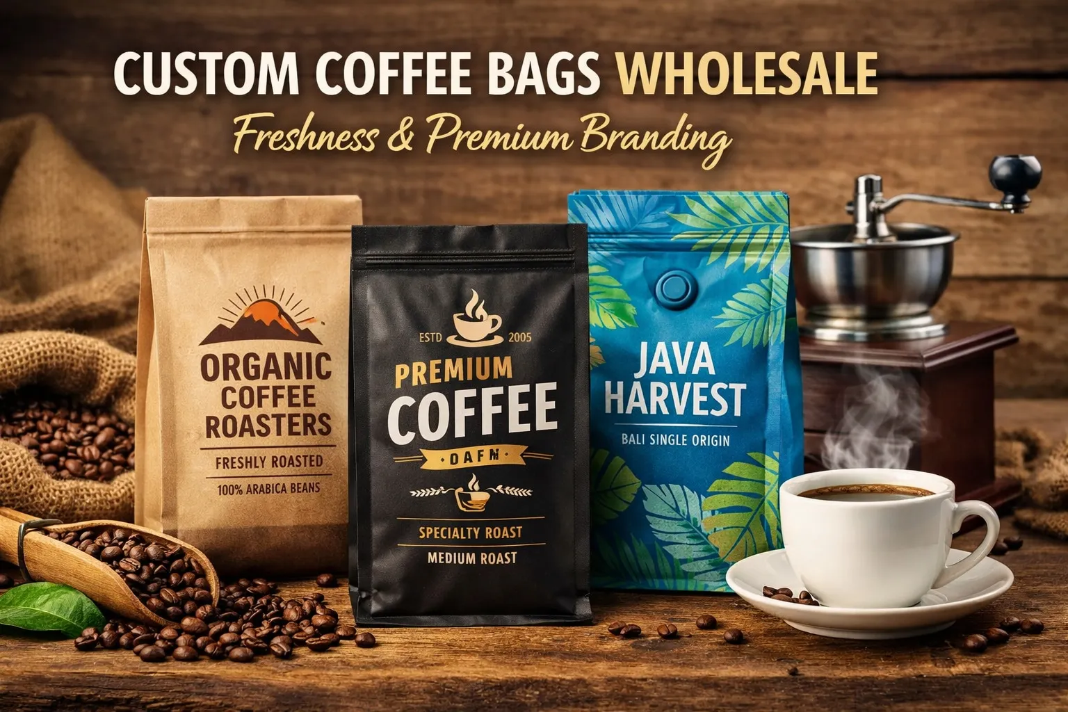 Bolsitas de café personalizadas al por mayor para marcas frescas y premium