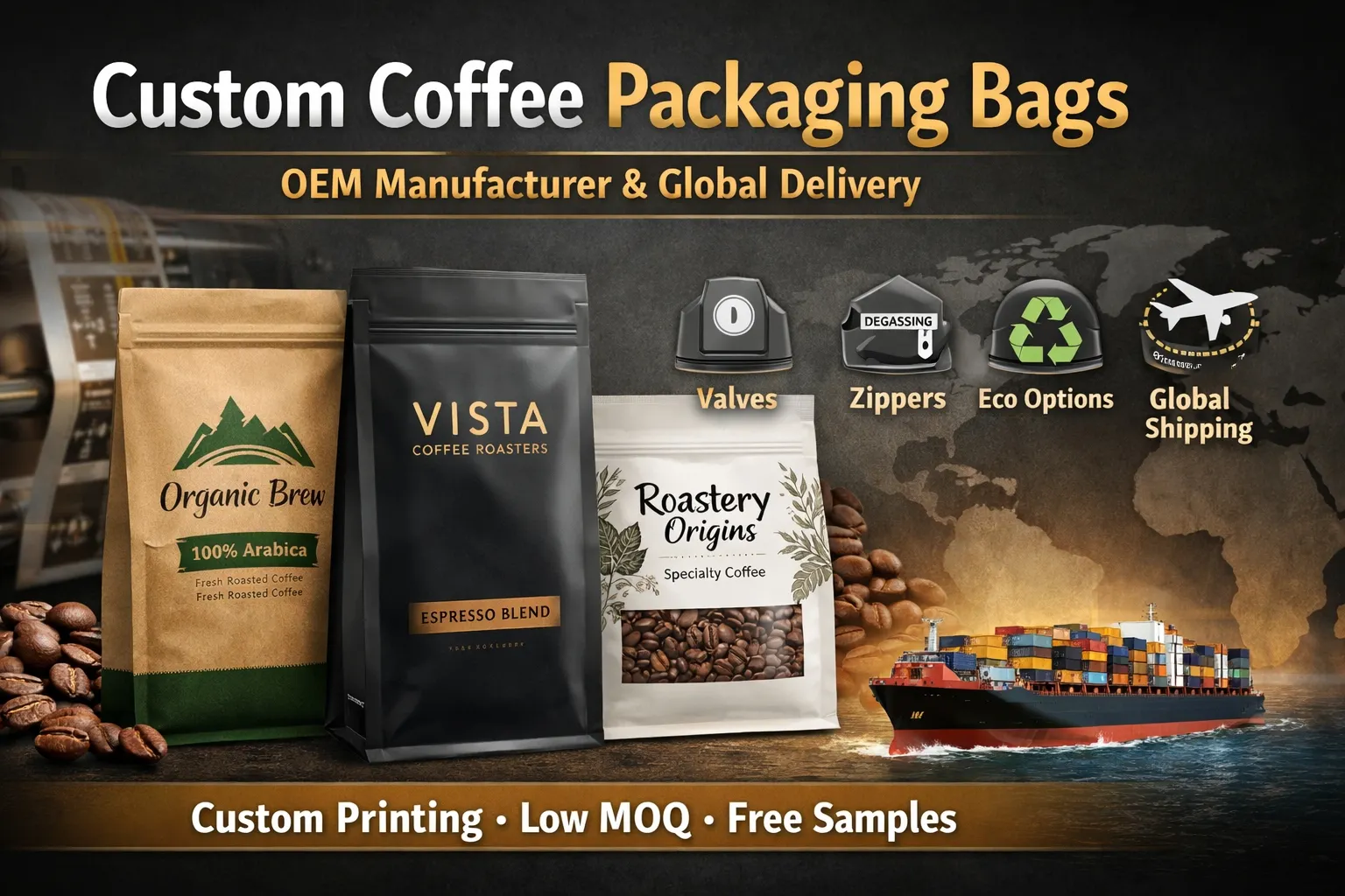 El proceso completo de personalizar las bolsas de embalaje del café