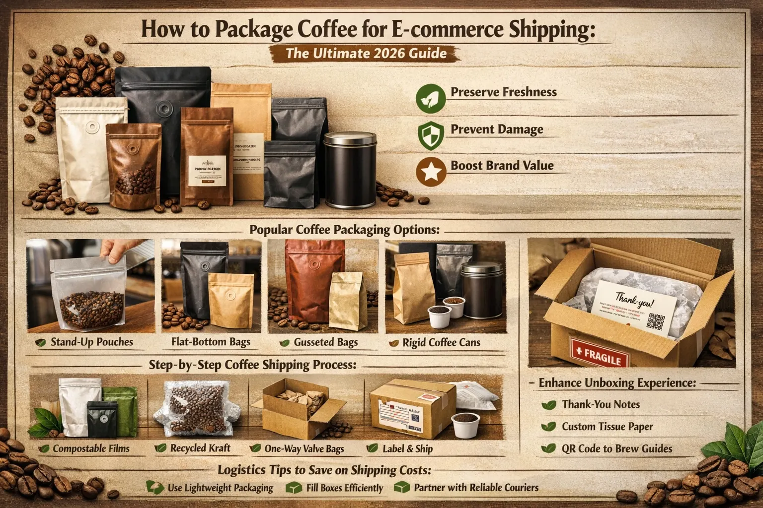 Cómo empaquetar café para envíos en comercio electrónico