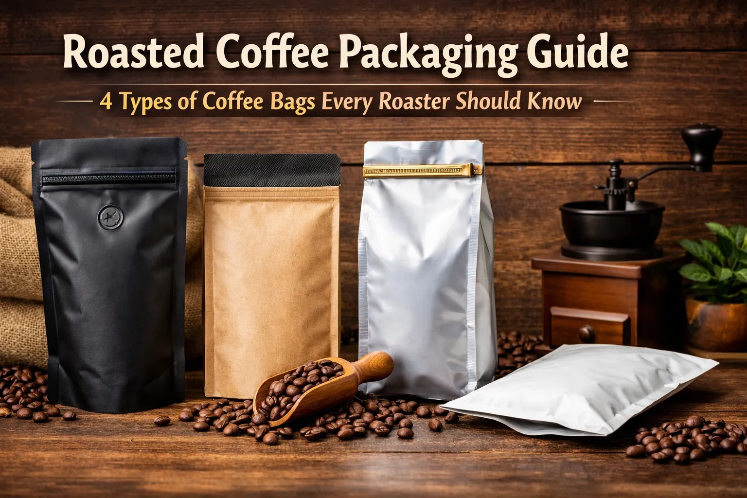 Cuatro tipos de bolsas de envase para café