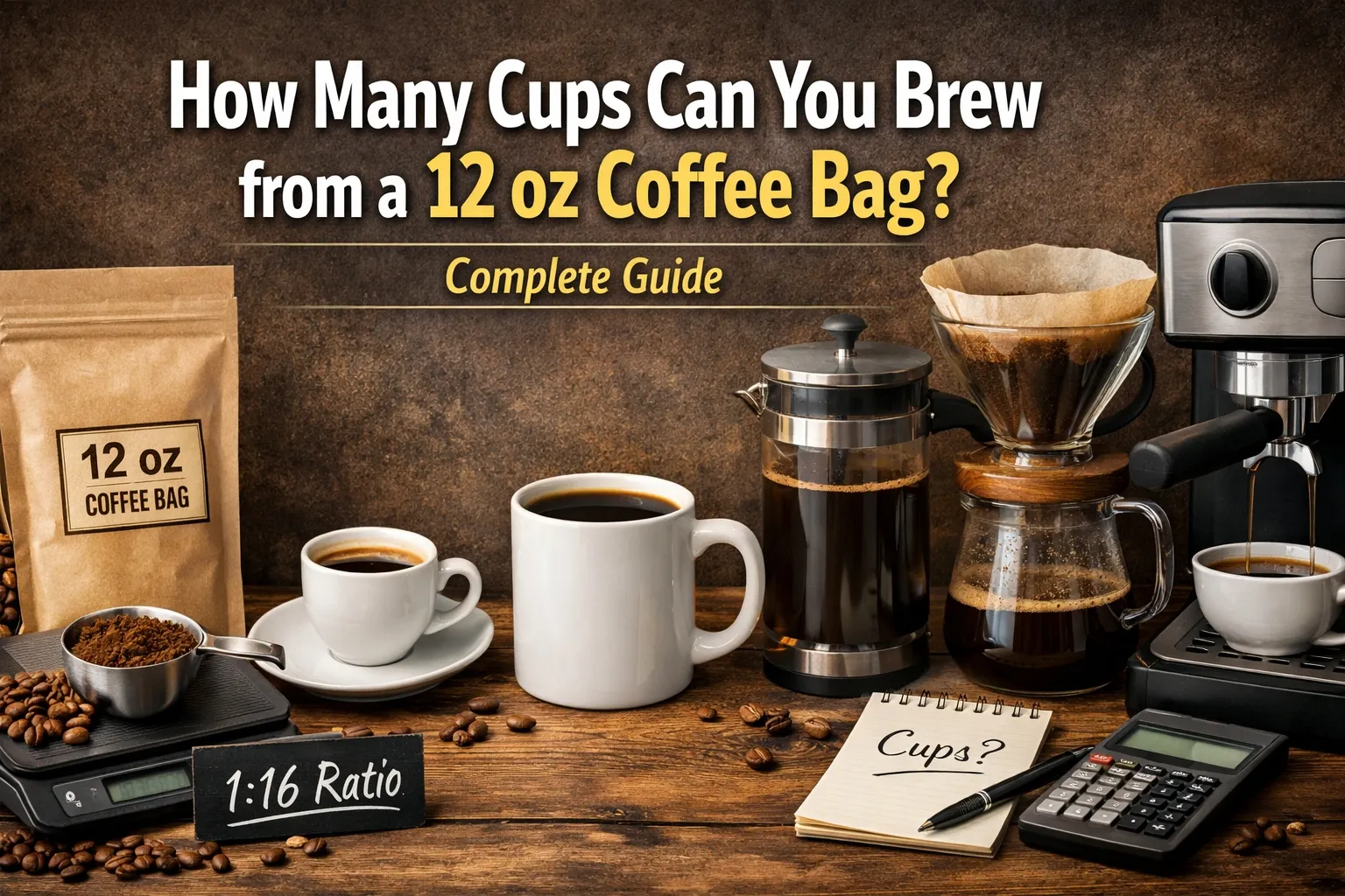 ¿cuántas tazas de café hay en una 12 ¿Bolsa de onzas?