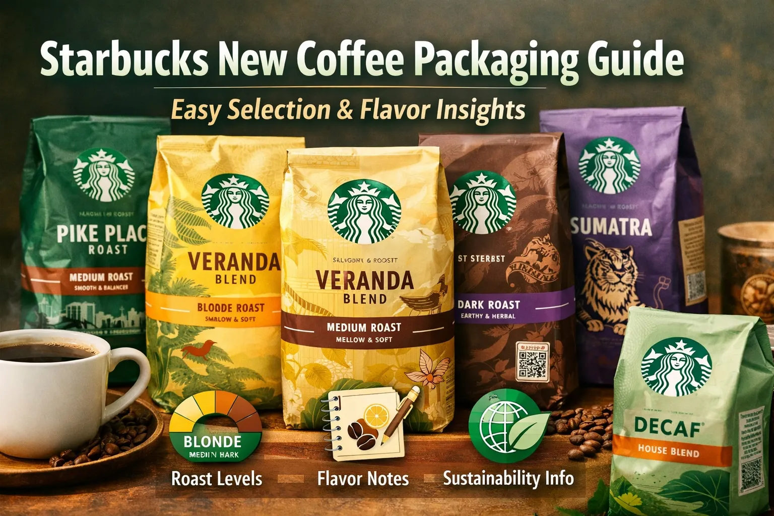 Guía de nuevos envases para café de Starbucks