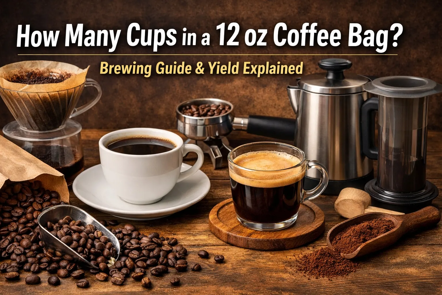 ¿cuántas tazas de café en? 12 ¿Bolso de oz?