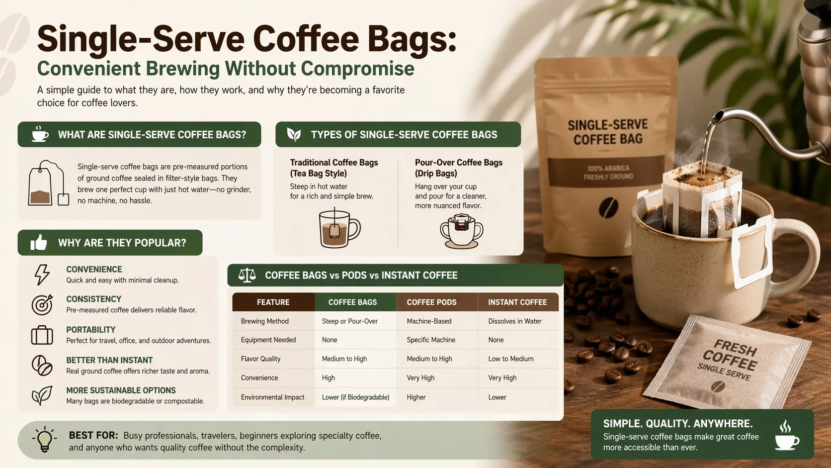 ¿Qué son las bolsas de café individuales??